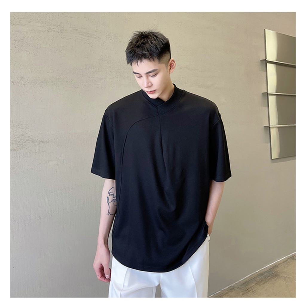 ÁO COTTON CỔ CHÉO FORM RỘNG UNISEX BASIC TRENDY