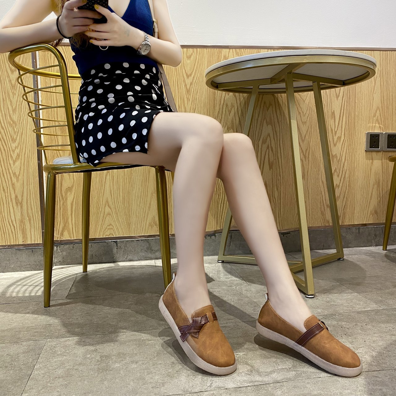 TODS Giày Búp Bê Đế Mềm Chống Trượt Cho Mẹ Bầu