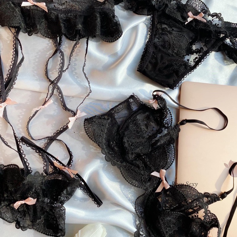 Bộ nội y kèm đai cao cấp chất liệu voan phối ren tôn dáng LG210 | BigBuy360 - bigbuy360.vn