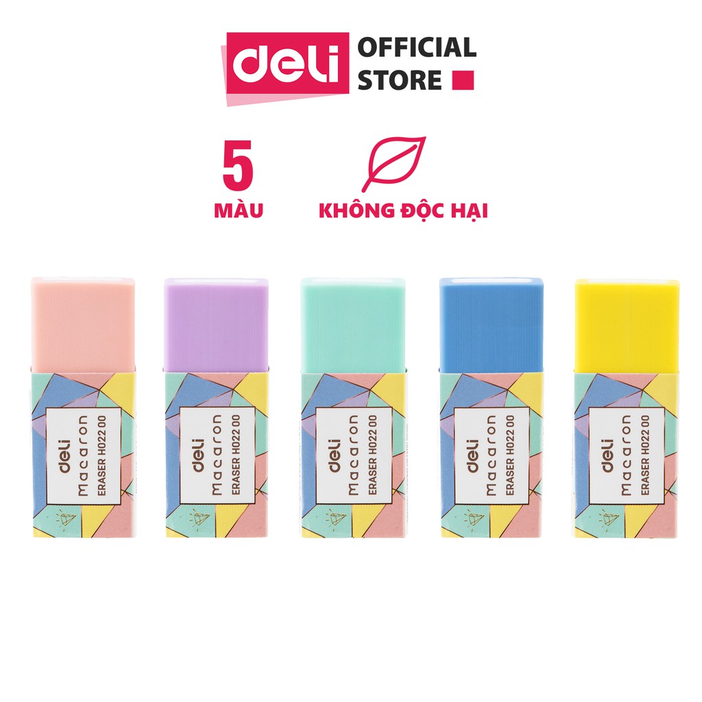 [Mã LIFEDELI1505 giảm 50K đơn 99K] Gôm Tẩy Deli - Macaron - Combo 2 chiếc màu ngẫu nhiên - EH02200