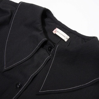Áo Cổ Sen - Đen Viền Chỉ [A024 - Senbe Clothing]