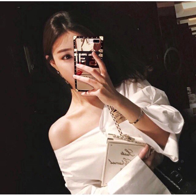 Ôp Điện Thoại Vuông Tráng Gương Màu Vàng Sang Trọng Cho iphone xs max 7 8 plus 12 13 14 15 pro max 11 pro max 6s 6plus xr ốp