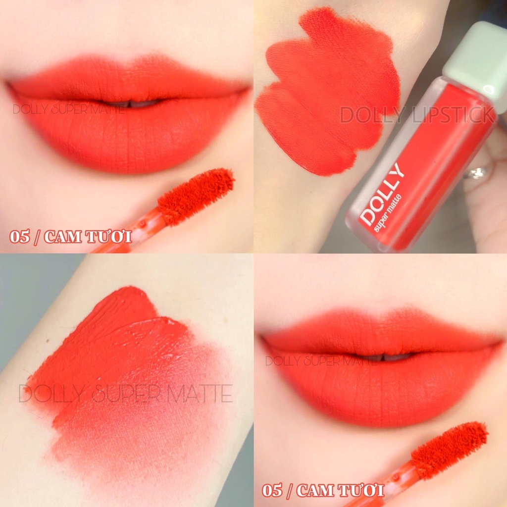Son Lì Son Kem SUPER MATTE Không Chì Cao Cấp Chính Hãng Màu cam Tươi