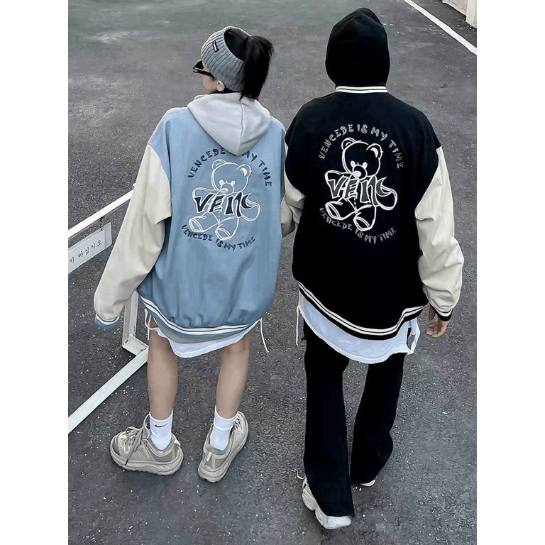 Áo bomber jacket kaki phối dạ cực đỉnh unisex Nam Nữ form rộng