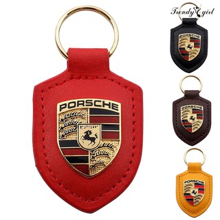 Móc Khóa Hình Logo Porsche Bằng Da