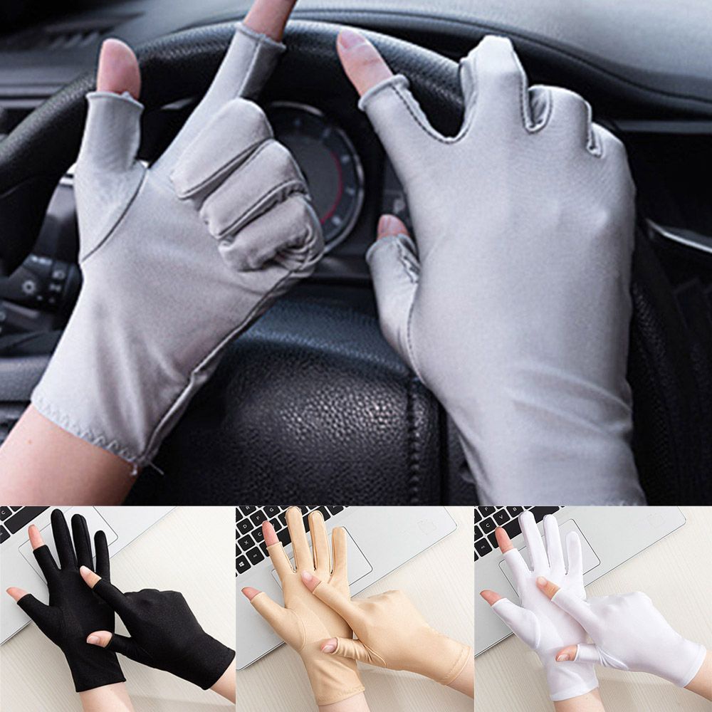 Đôi găng tay hở ngón mềm mại thoáng khí chống tia UV cho nam nữ