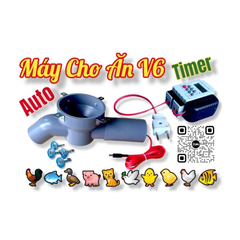 Máy Cho Cá Gà Heo Chó Mèo Ăn Tự Động V6-T3