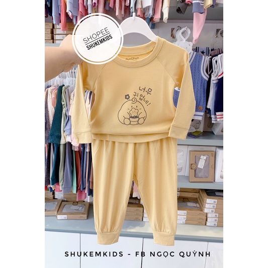[Punchun] Bộ dài phối màu chất siêu mềm mại cho bé trai gái