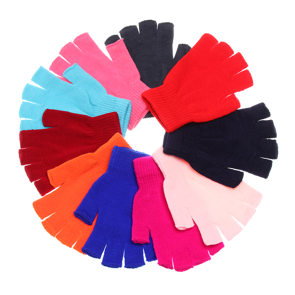 Găng Tay Dệt Kim Hở Ngón Giữ Ấm Mùa Đông Mềm Mại Cho Nam Nữ