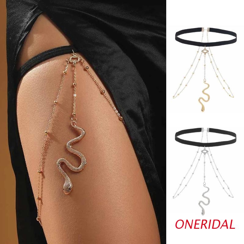 Vòng choker đeo đùi, đeo cổ hình con rắn kèm chuỗi xích thả dài (co giãn thoải mái)
