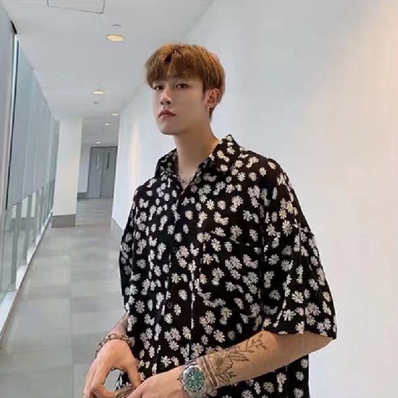 Áo Sơ Mi Nam Tay Ngắn Dáng Rộng In Họa Tiết Phong Cách Hawaii size M-3XL