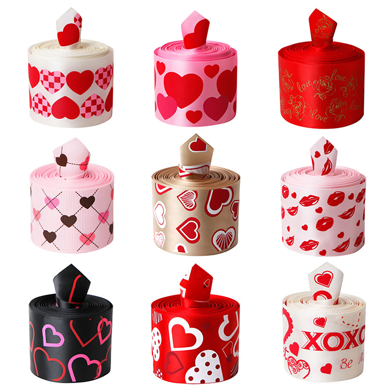 4.6M Love Red Lips Polyester Ribbon Valentine's Day Handmade Decoration 13 Style