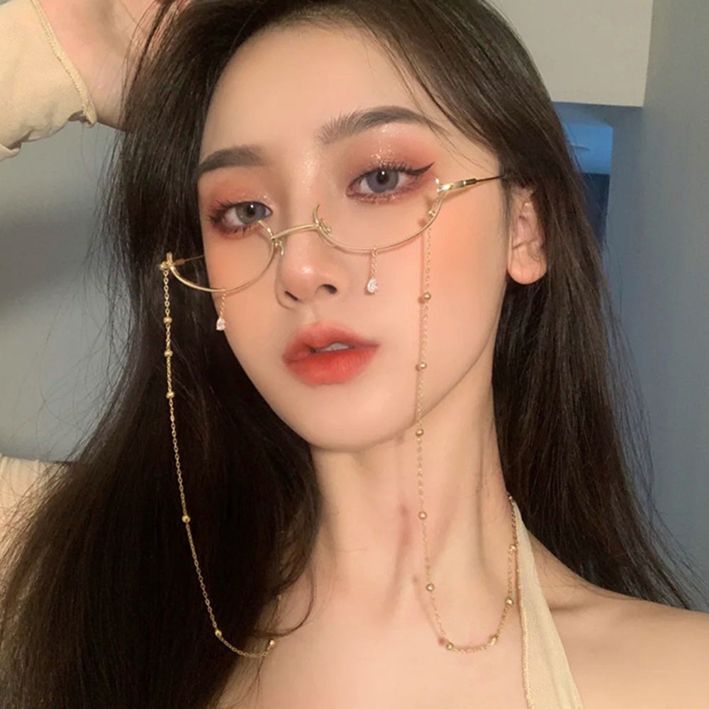 Mắt kính nửa gọng bằng hợp kim không tròng 3 màu thời trang cho nữ