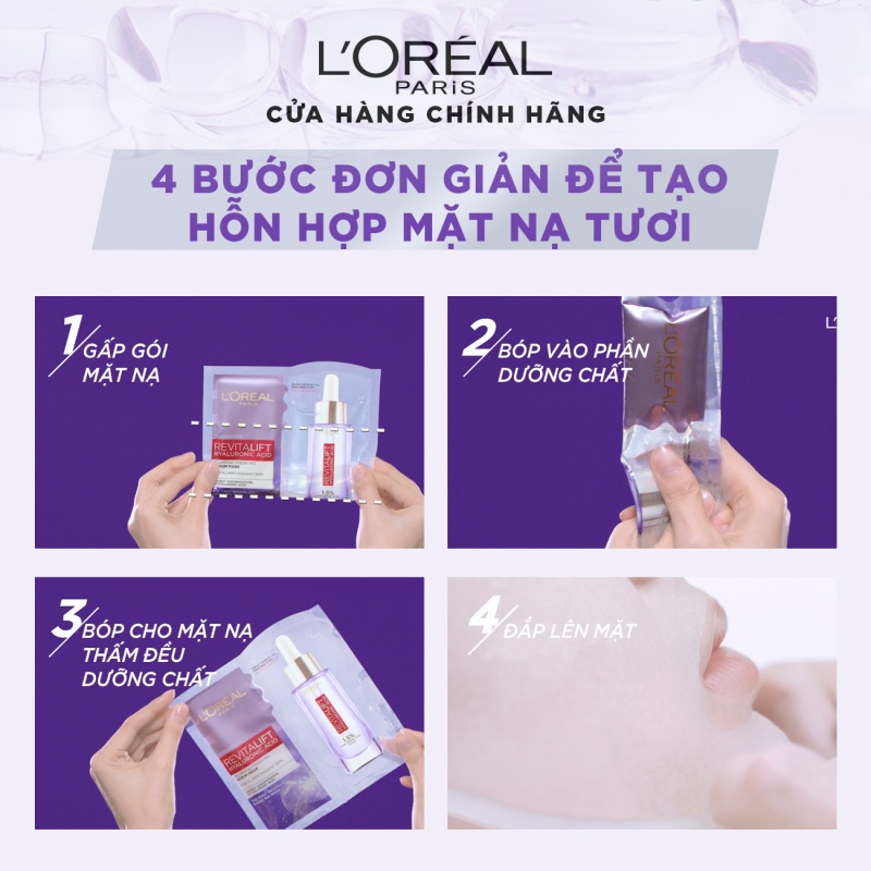 Bộ mặt nạ kết hợp serum căng mịn Revitalift Fresh Mix Plumping Serum L'Oreal Paris (5x33g)