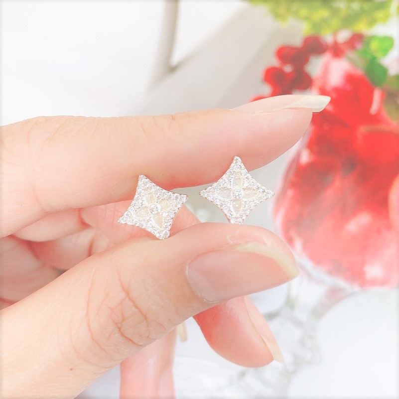 Bông tai bạc nữ hình thoi cá tính, khuyên tai chất liệu bạc ta cao cấp - Trang sức bạc Evasilver