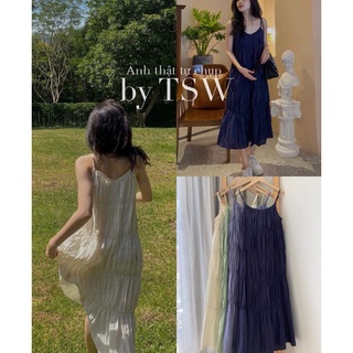 Váy hai dây maxi nhún dáng dài ( Ảnh thật )