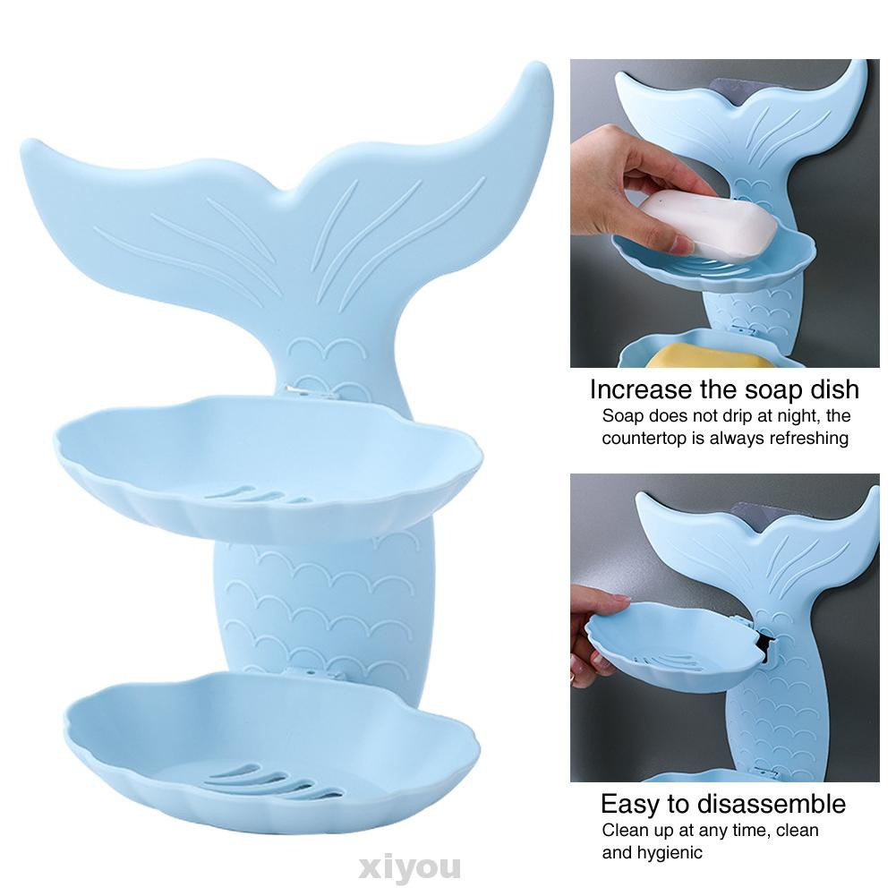 Wall Mounted Detachable Kitchen Tool Home Decor PP Double Layer Self Adhesive Easy Clean Bathroom Accessories Soap Dish