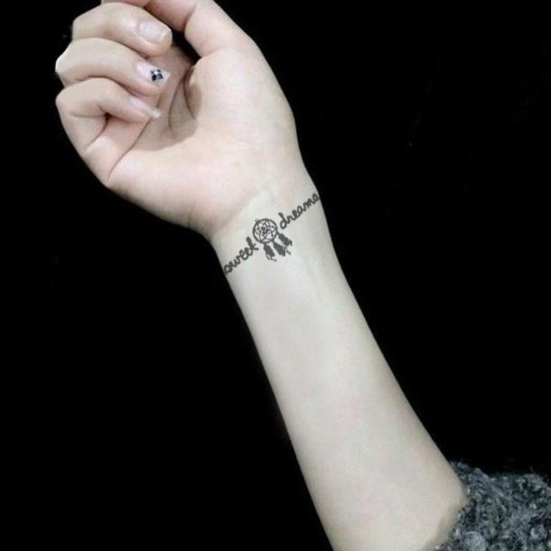 Miếng Dán Hình Xăm Tạm Thời Hình Lông Vũ Màu Đen Lấp Lánh
