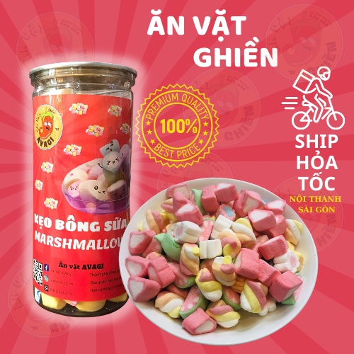 Kẹo Bông MARSHMALLOW Sữa Gòn Thái 250g đồ ăn vặt AVAGI