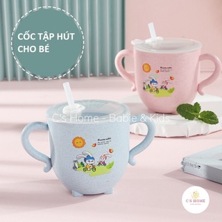 Cốc tập hút - cốc tập uống cho bé, có tay cầm và nắp đậy chống tràn, nhiều màu sắc, dung tích 270ml