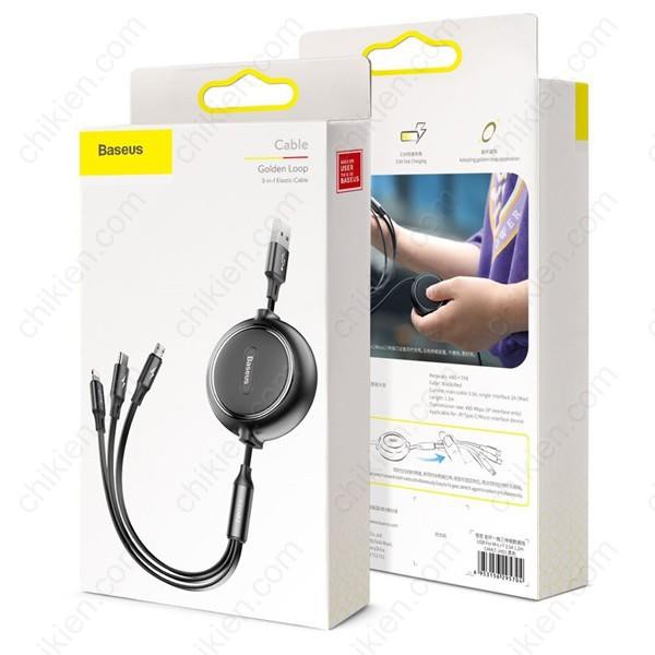 Cáp sạc rút 3 đầu Baseus chính hãng