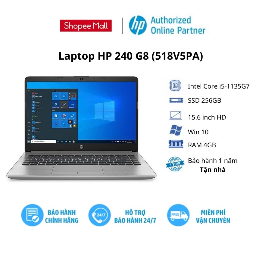 [Mã ELHP15 giảm 10% ] Laptop HP 240 G8 (3D0E1PA)/ Intel Core i5/ RAM 4GB/ SSD 256GB/ 14'' FHD/ Win11