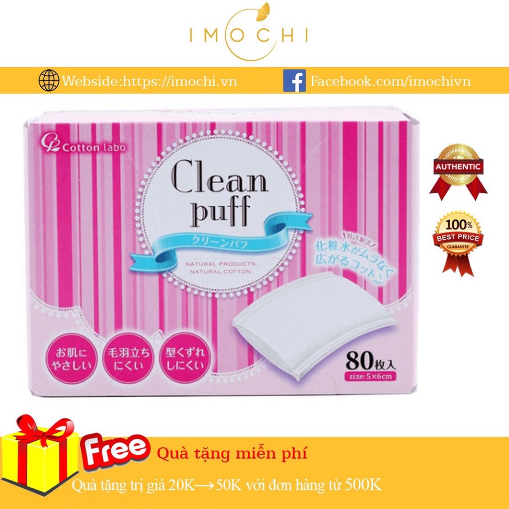 Bông Tẩy Trang Clean Puff Nhật Bản 80 Miếng