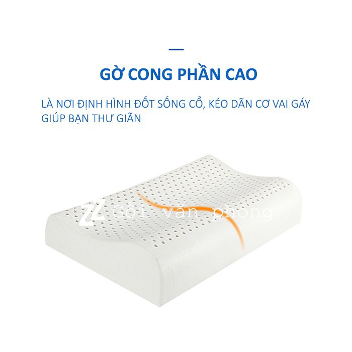 Gối Ngủ Cao Su Thiên Nhiên Hàm Lượng Mủ Cao Su 91% Hỗ Trợ Đau Vai Gáy, Đốt Sống Cổ, Ngủ Ngáy