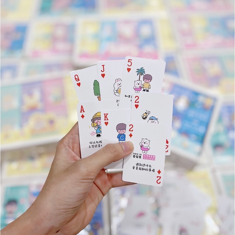 Bộ Bài Tây 52 Lá MINI mẫu hoạt hình cute chơi poker tú lơ khơ tiến lên mùa Tết