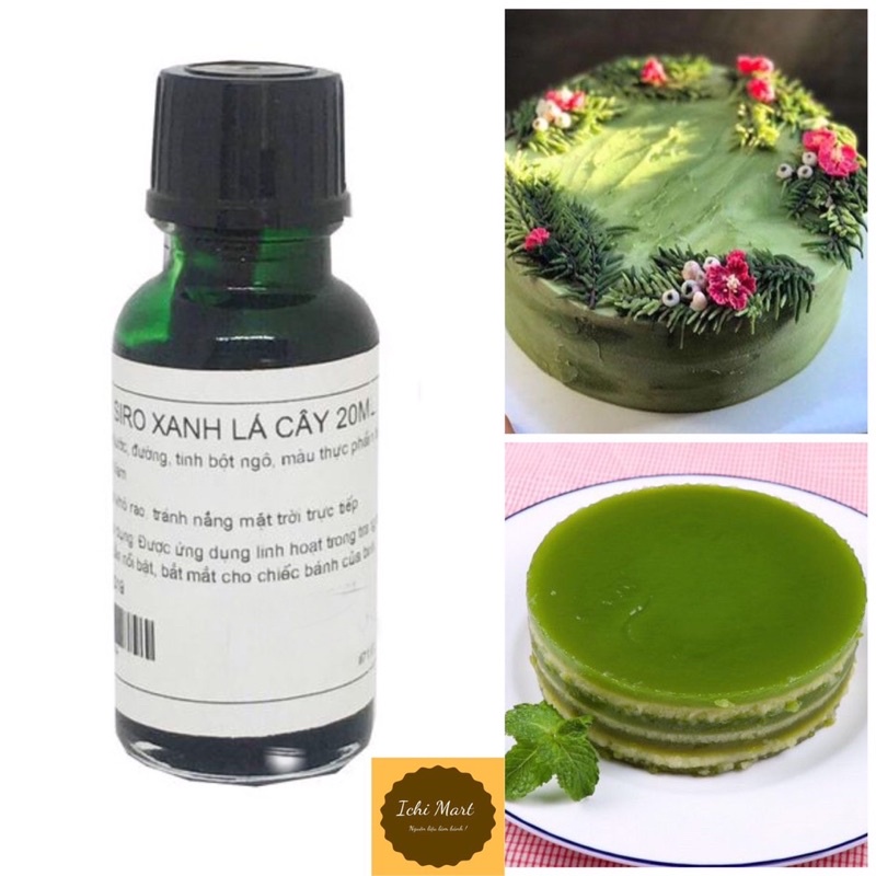 Màu siro xanh lá cây 20ml,Nguyên liệu tạo màu thực phẩm,màu xanh lá tự nhiên