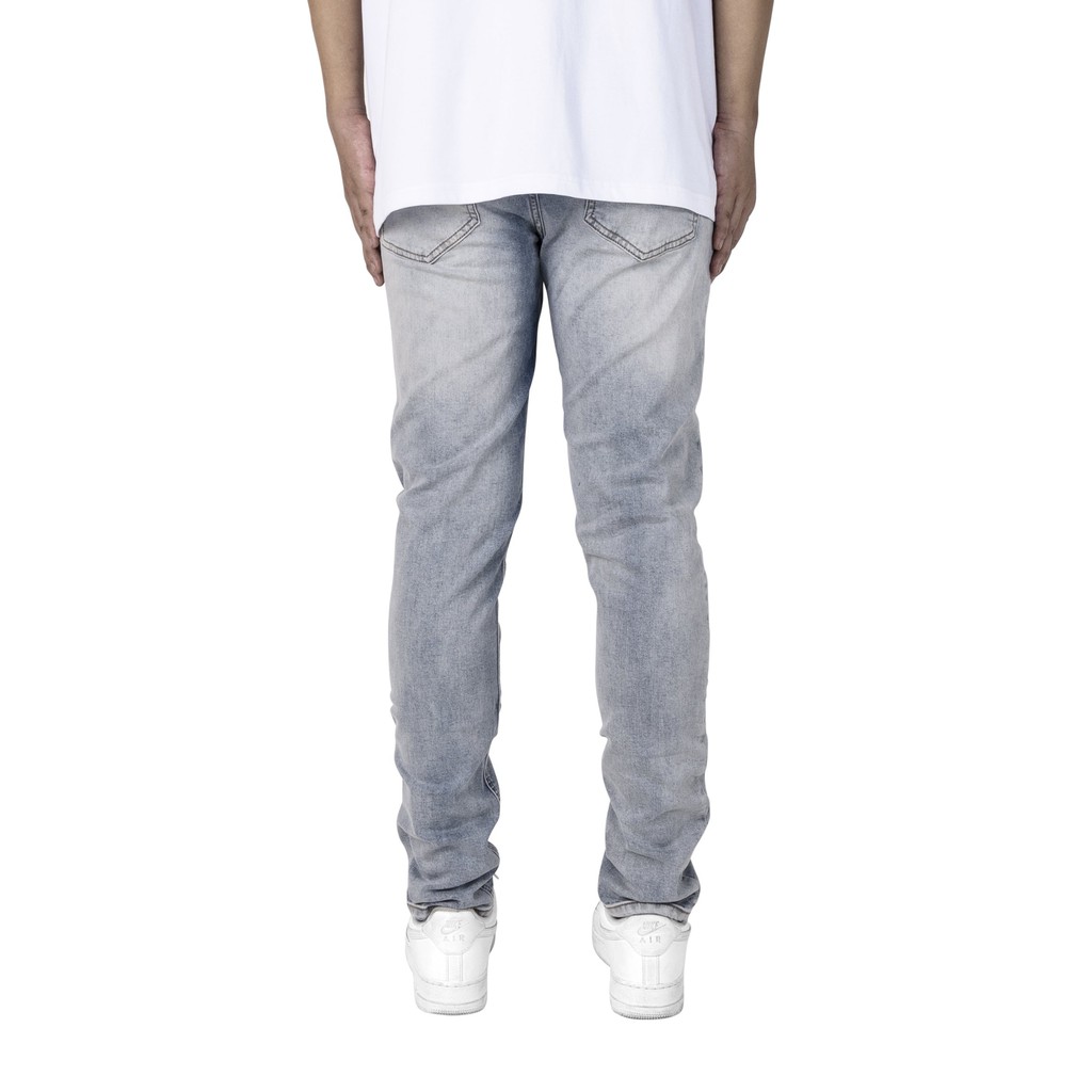 Quần jean nam streetwear cao cấp FNOS NZ20 màu xanh trơn wash bạc form slimfit jean co giãn | BigBuy360 - bigbuy360.vn