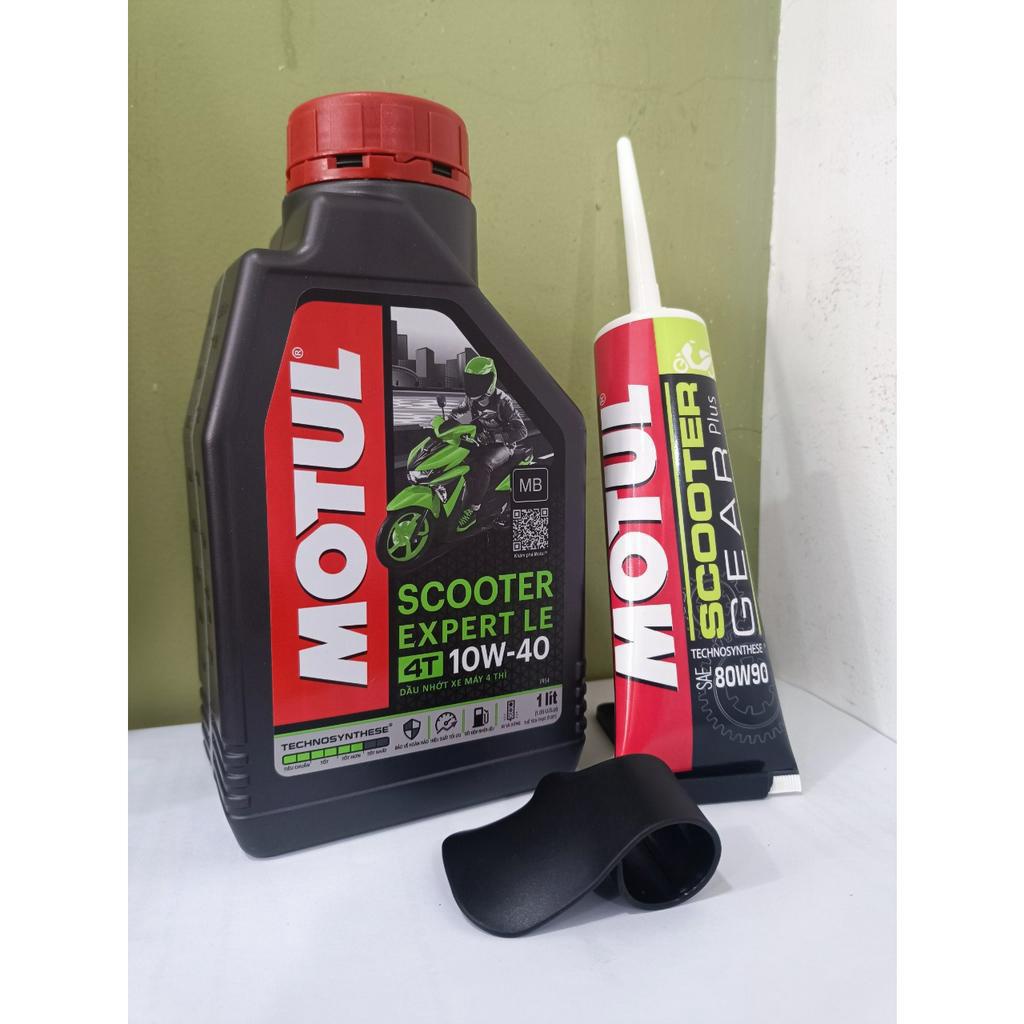 Combo KM (Tặng trợ lực tay lái) (1L) Dầu nhớt xe tay ga MOTUL SCOOTER EXPERT LE 10W40 1000ml + Nhớt láp Motul 120ml