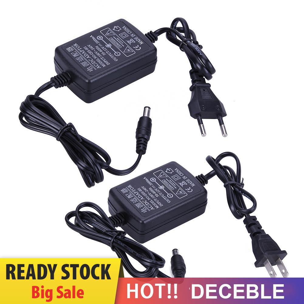 Deceble AC to DC Power Adapter 12V 2A Dual Cable Converter Universal 5.5x2.1-2.5mm