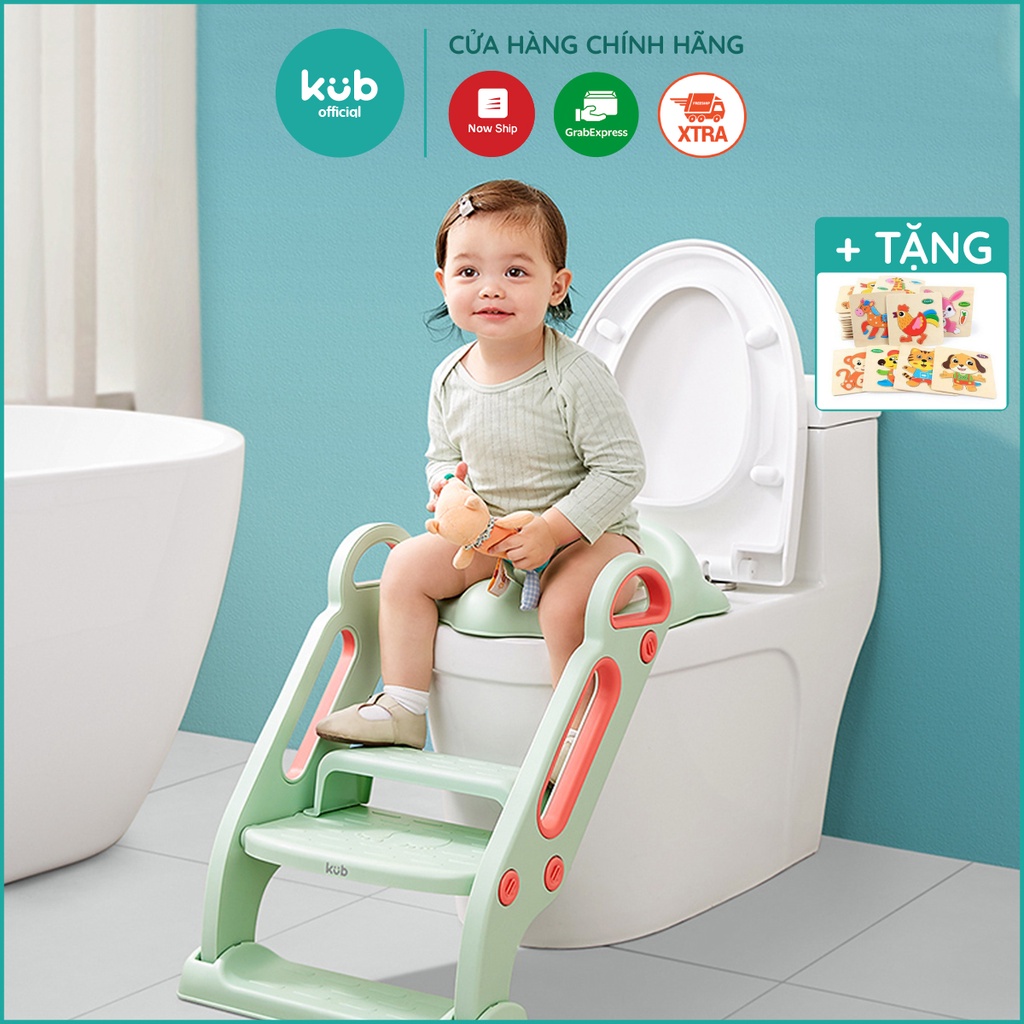 Thang bô vệ sinh cao cấp KUB, bệ thu nhỏ bồn cầu có tay vịn dễ vệ sinh và gấp gọn tiện lợi cho bé