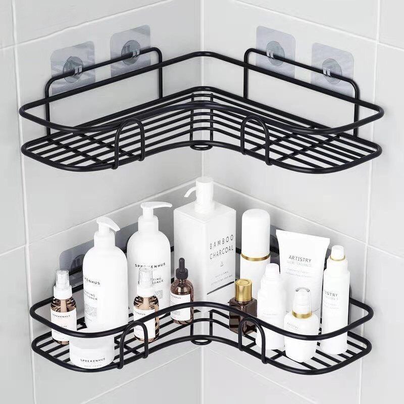 Kệ góc nhà tắm dán tường siêu dính, kệ tam giác để đồ nhà bếp tiện dụng chịu lực cao