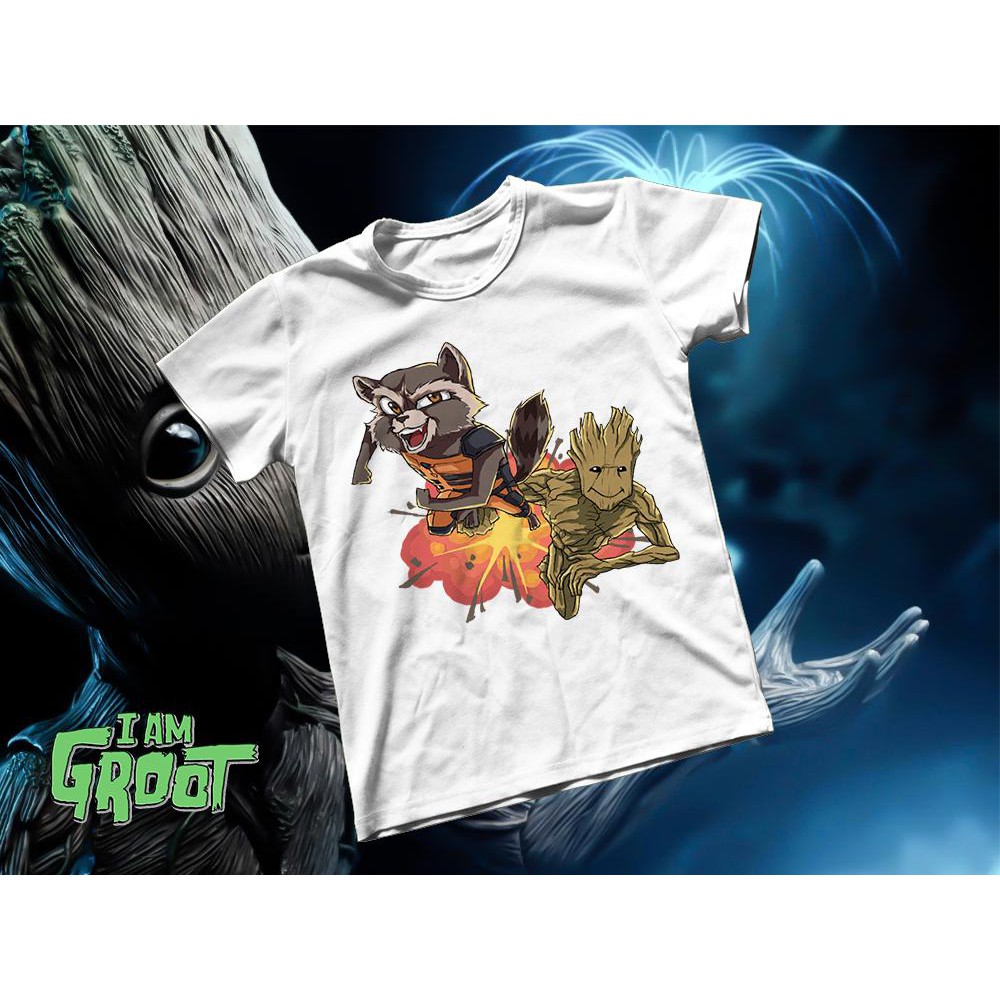 Áo thun Cotton Unisex - Movie - Groot - Groot và rocket