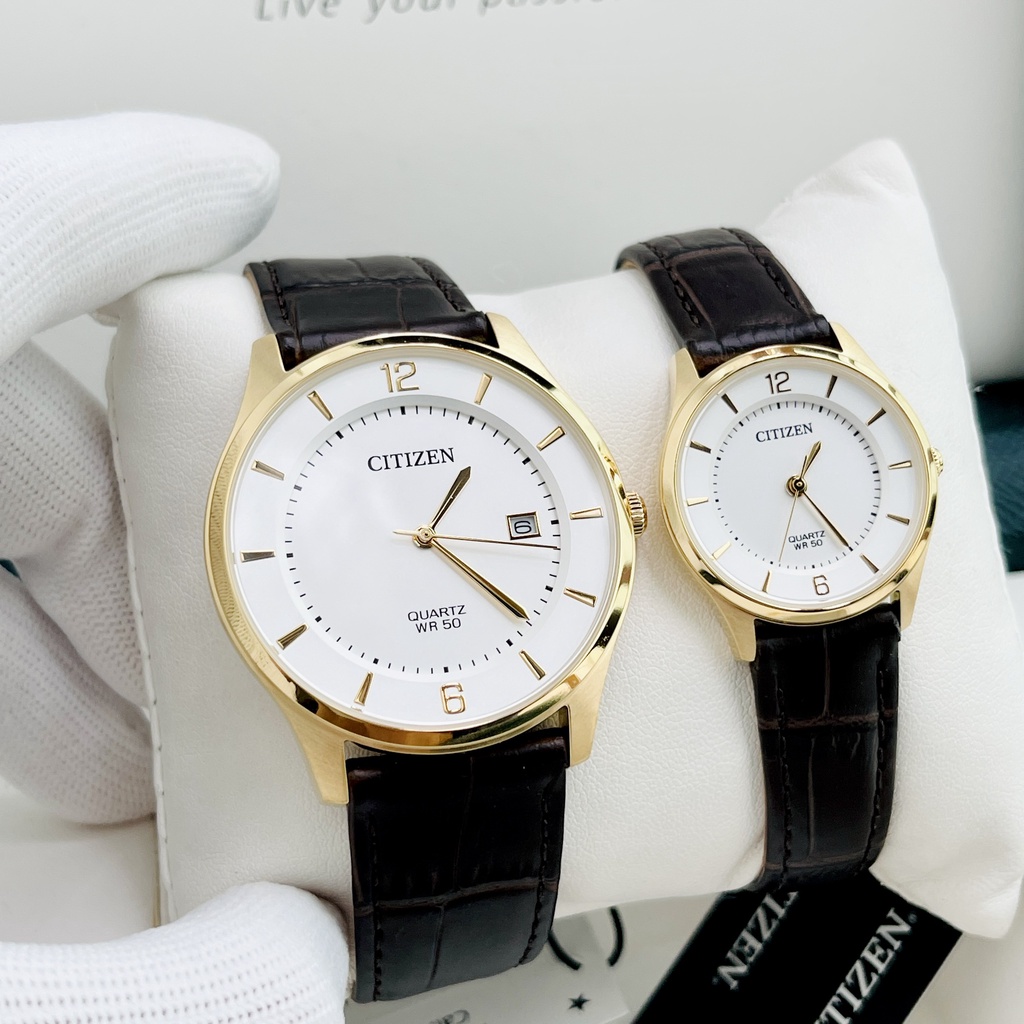 Đồng hồ đôi nam nữ dây da Citizen BD0043-08B ER0203-00B