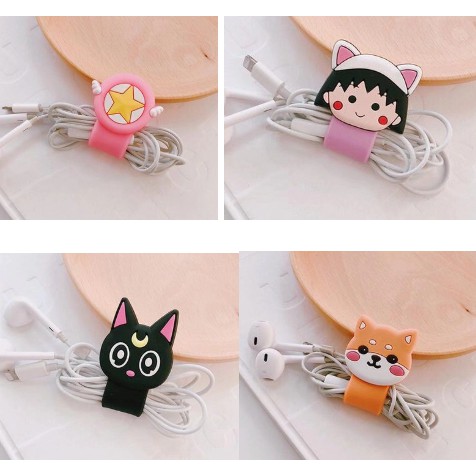 Dây cuốn cáp sạc size to nút bấm giữ dây sạc tai nghe nút bấm dây sạc hoạt hình cute dễ thương quả bơ khủng long