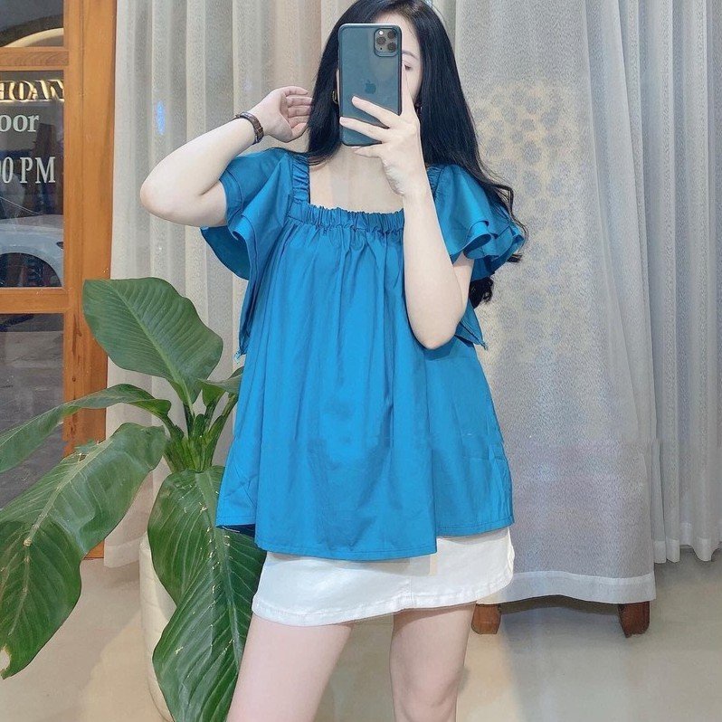 Áo kiểu nữ đẹp babydoll cổ vuông đẹp bánh bèo dễ thương LOKISO AK01