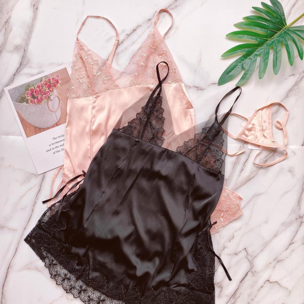 Váy ngủ sexy lụa phối ren cao cấp xẻ hông tinh tế form ngắn quyến rũ - 4 màu siêu hot | BigBuy360 - bigbuy360.vn