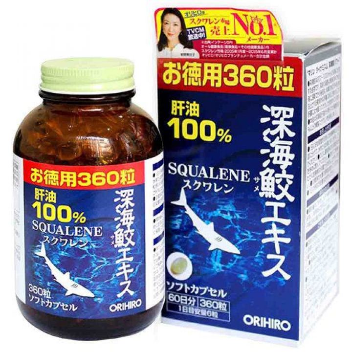 Viên uống sụn vi cá mập Orihiro Squalene 360 viên Nhật Bản hỗ trợ xương khớp, bảo vệ mắt và ngăn ngừa lão hóa