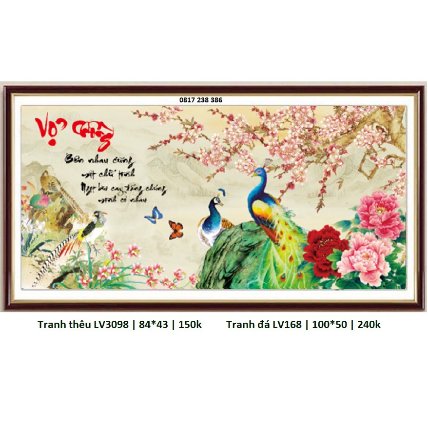 Tranh đá vợ chồng lv168 (100 x 50 cm)