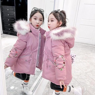 Áo Phao Mủ Lông Dáng Dài Bé Gái 90-1m4 Thời Trang Baby Quảng Châu