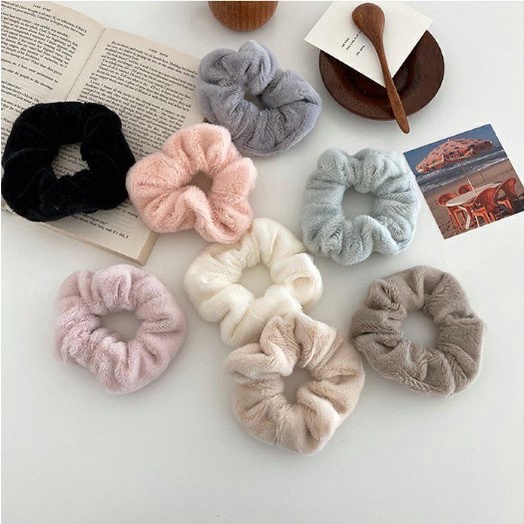 SCRUNCHIES, CHUN BUỘT TÓC VẢI PHỐI LÔNG MỊN NHIỀU MÀU