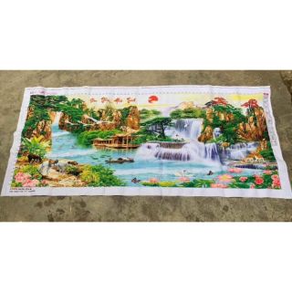 Tranh thêu chữ thập phong cảnh sơn thủy hữu tình 160*72cm