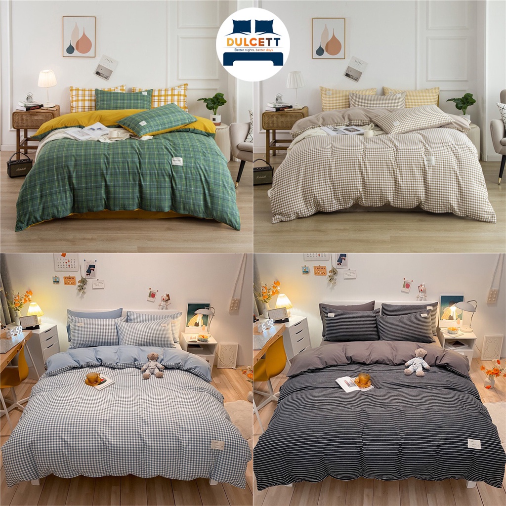 Bộ Vỏ Chăn Ga Gối Cotton TiCi Kẻ Nhập Khẩu Mềm Mịn mới nhất