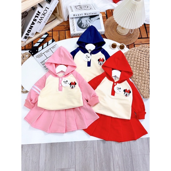 Bộ mũ Mickey kèm chân váy cực xinh cho bé gái - BMM