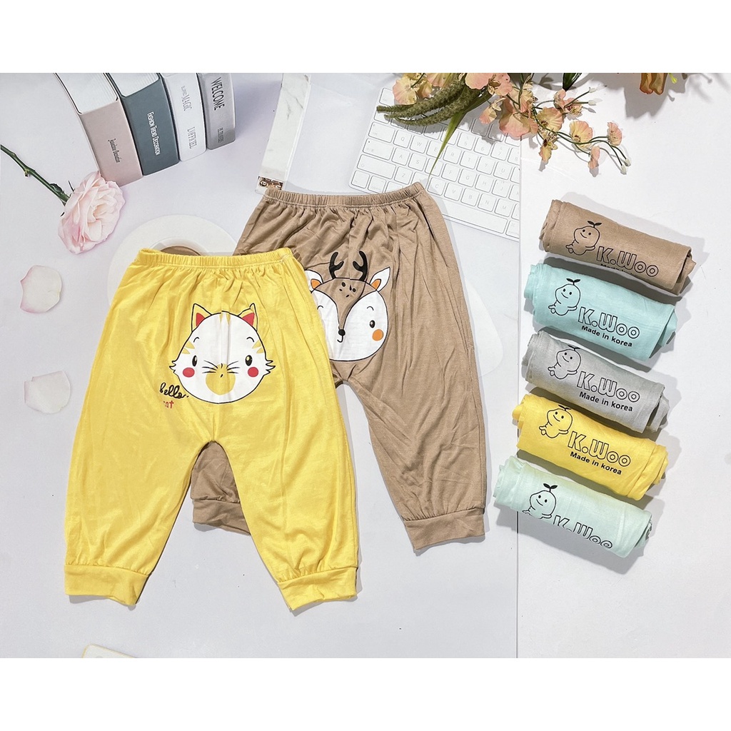 Quần Dài Mông Thú Vải Thun Lạnh Cho Bé Size Từ 5-15kg