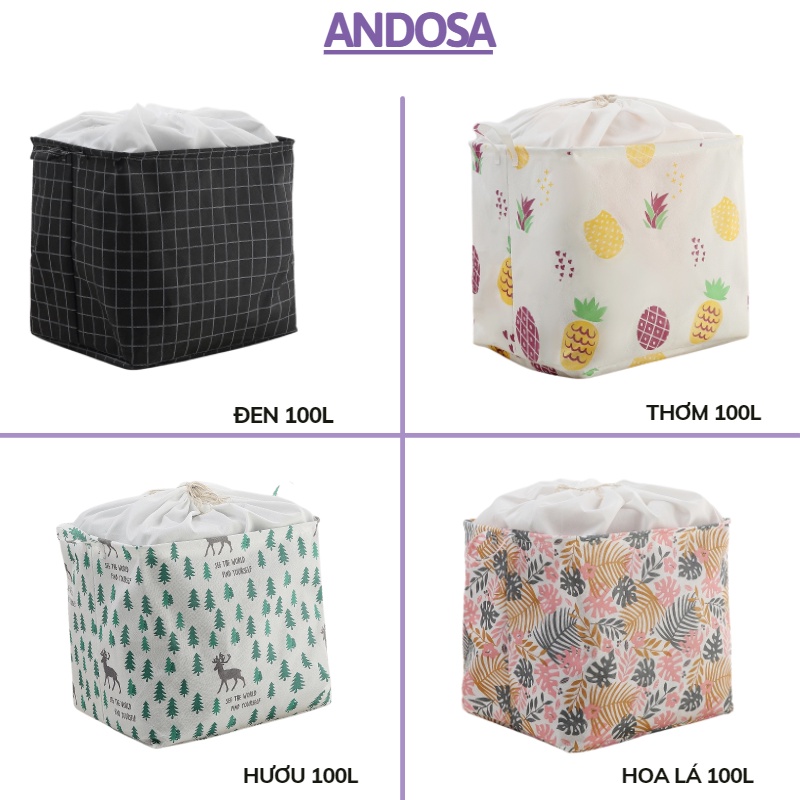 Túi vải đựng quần áo chăn màn đồ dơ giỏ vải canvas vuông đựng đồ đa năng gấp gọn ChiChi TV13