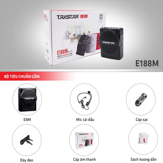 Takstar E188M loa trợ giảng có dây Bluetooth, công suất 10w, bảo hành 1 năm